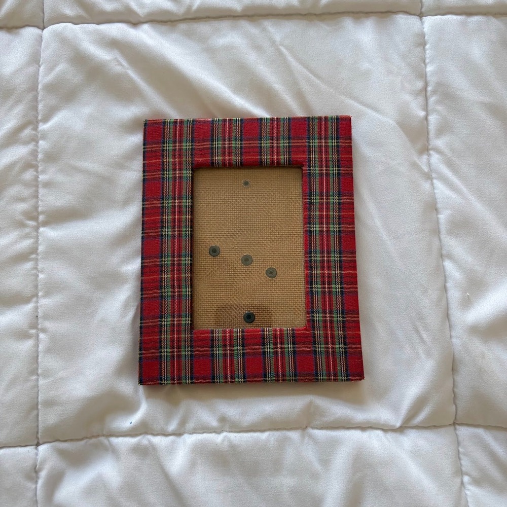 Red Plaid Fabric Picture Frame 4x6 Tartan Holiday Home Decor Tabletop Wall Mount